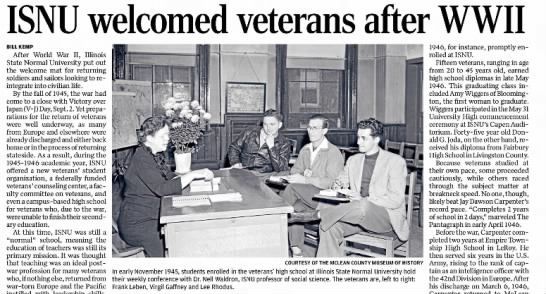 ISNU welcomed veterans after WWII